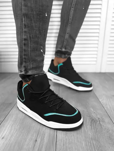 Adidasi barbati casual, negru cu verde 5919 N4-4